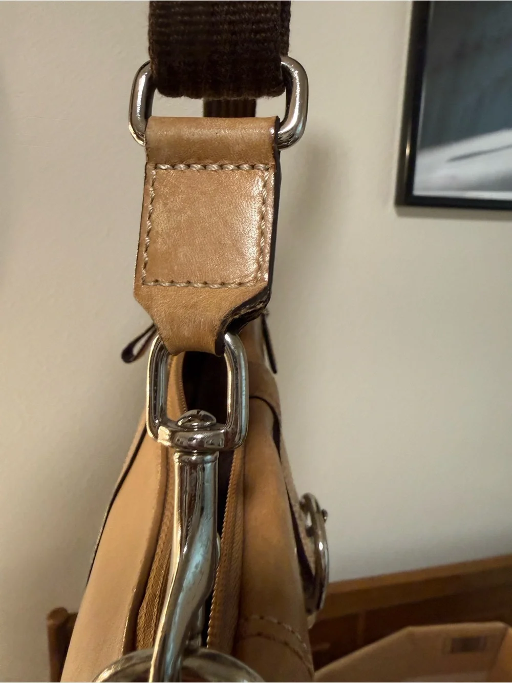 Coach Soho Tan Leather Shoulder Bag with Silver Hardware